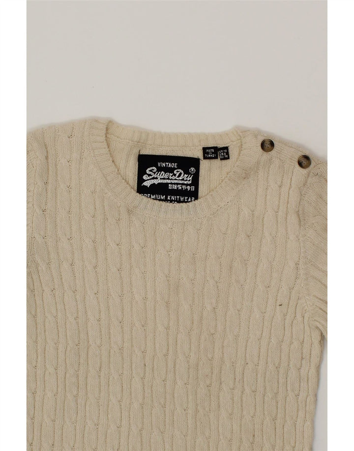 SUPERDRY Womens Crew Neck Jumper Sweater UK 10 Small  Beige Vintage Superdry and Second-Hand Superdry from Messina Hembry 