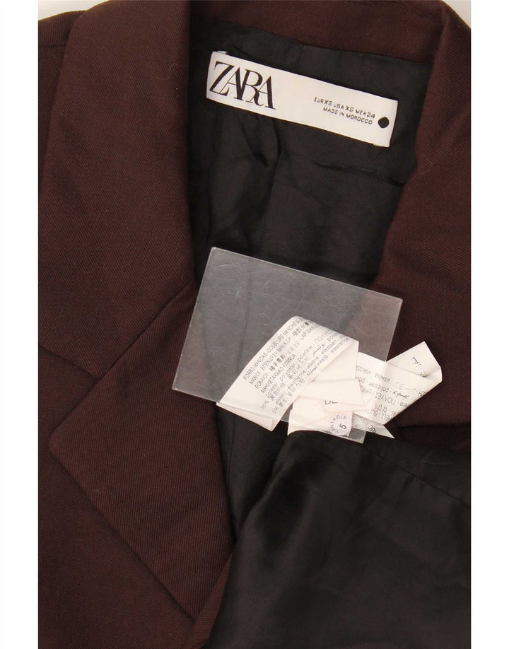 Zara Herre 2-knaps blazerjakke UK 34 XS brun polyester