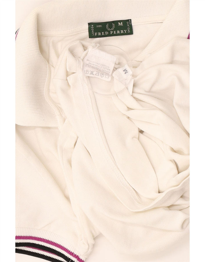 FRED PERRY Dame Polo Shirt UK 12 Medium White Bomuld
