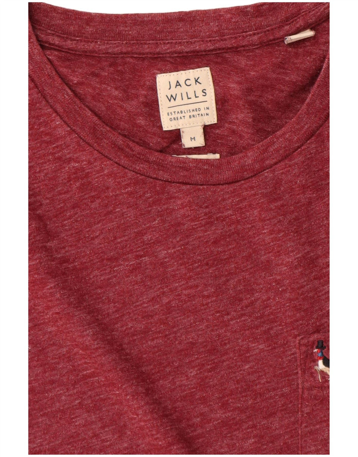 Jack Wills Herre T-shirt Top Medium Bourgogne Flecked Bomuld