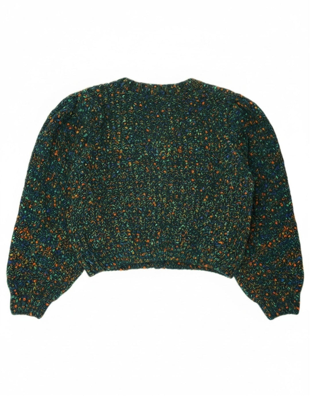 Cider Dame Crop Cardigan Sweater UK 16 Large Green Flecked Polyester