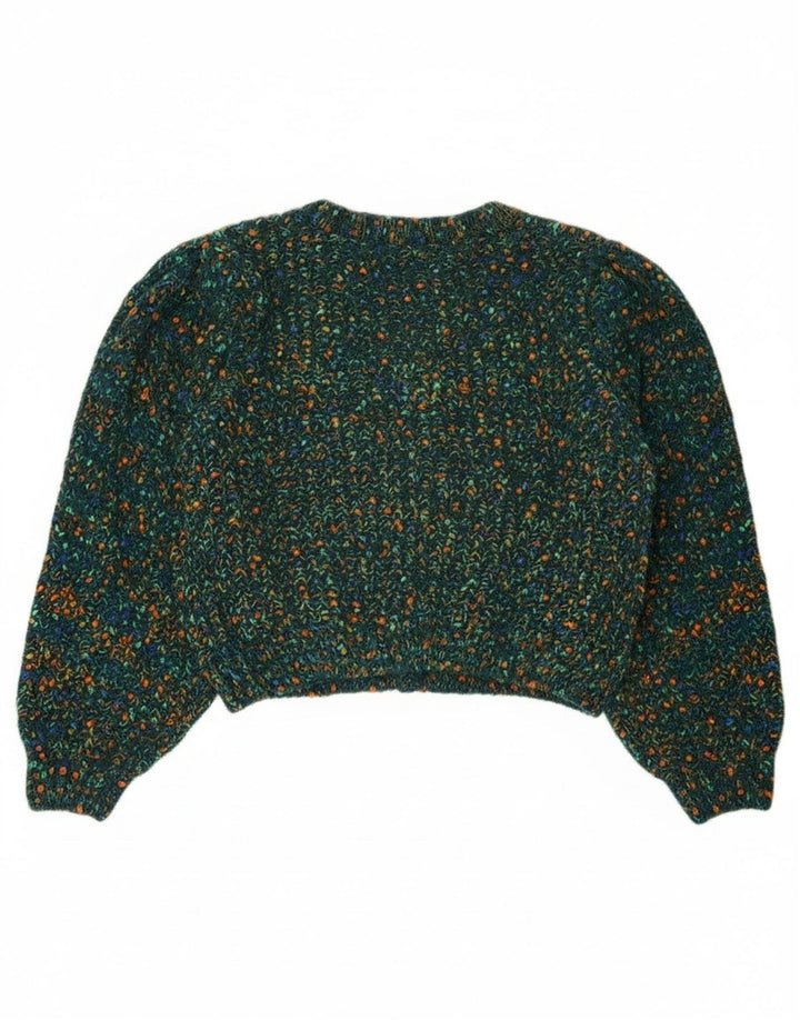 Cider Dame Crop Cardigan Sweater UK 16 Large Green Flecked Polyester