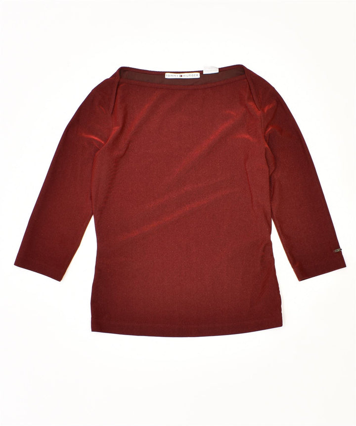 TOMMY HILFIGER 3/4 ærmet top til kvinder UK 14 Medium rød polyester