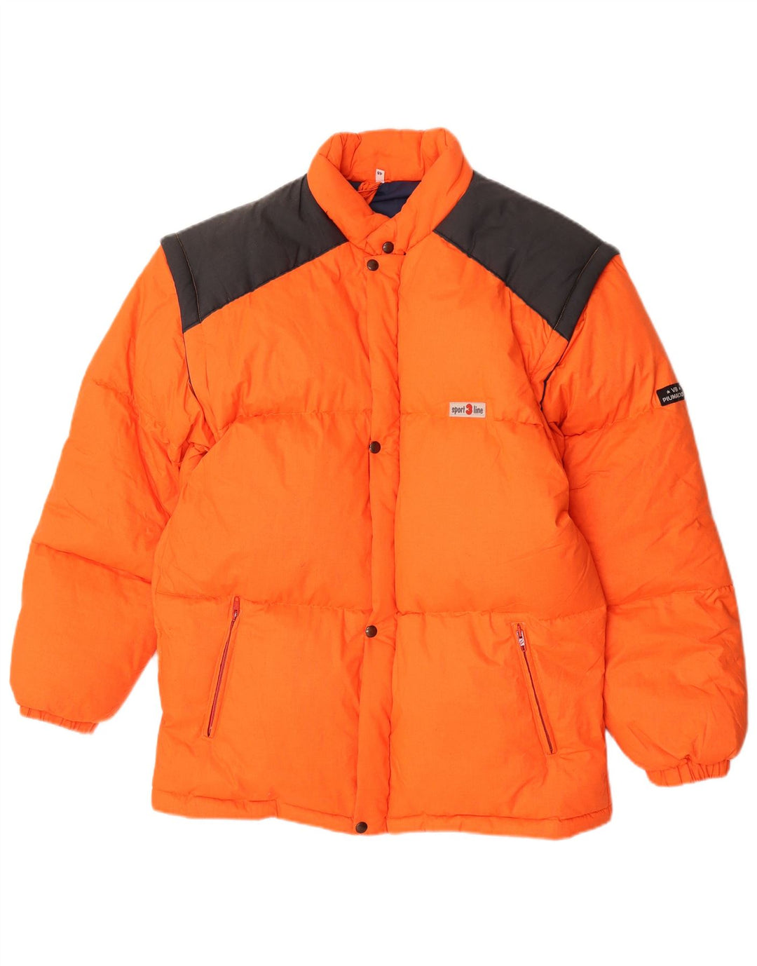 Vintage Skijakke med hætte til mænd IT 48 Medium Orange Polyester