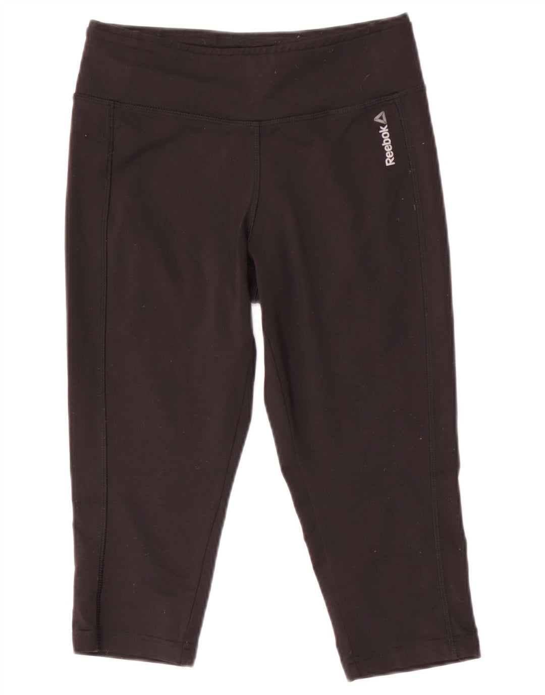 REEBOK Dame Capri Leggings UK 8/10 Small Black Polyester