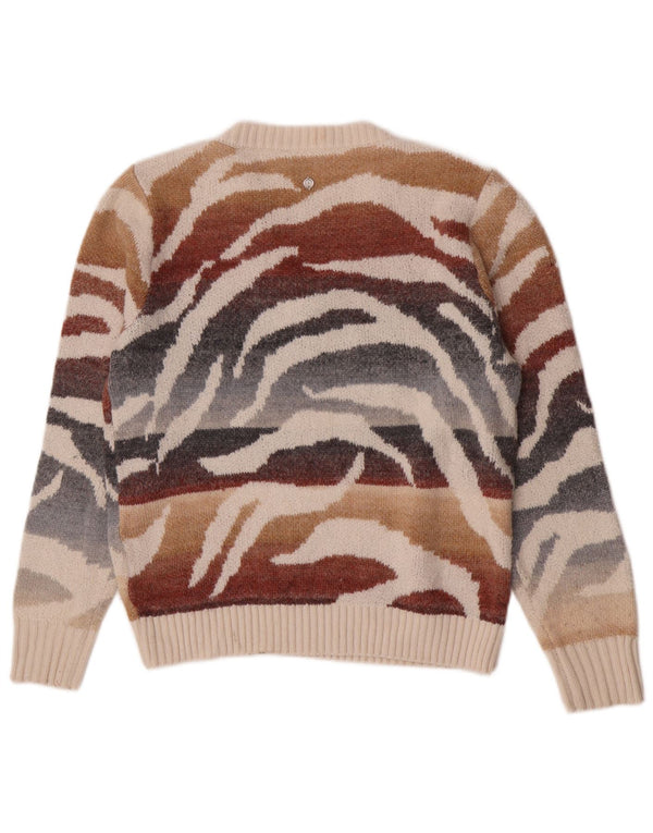 Desigual Dame V-hals sweater UK 6 XS Flerfarvet dyreprint