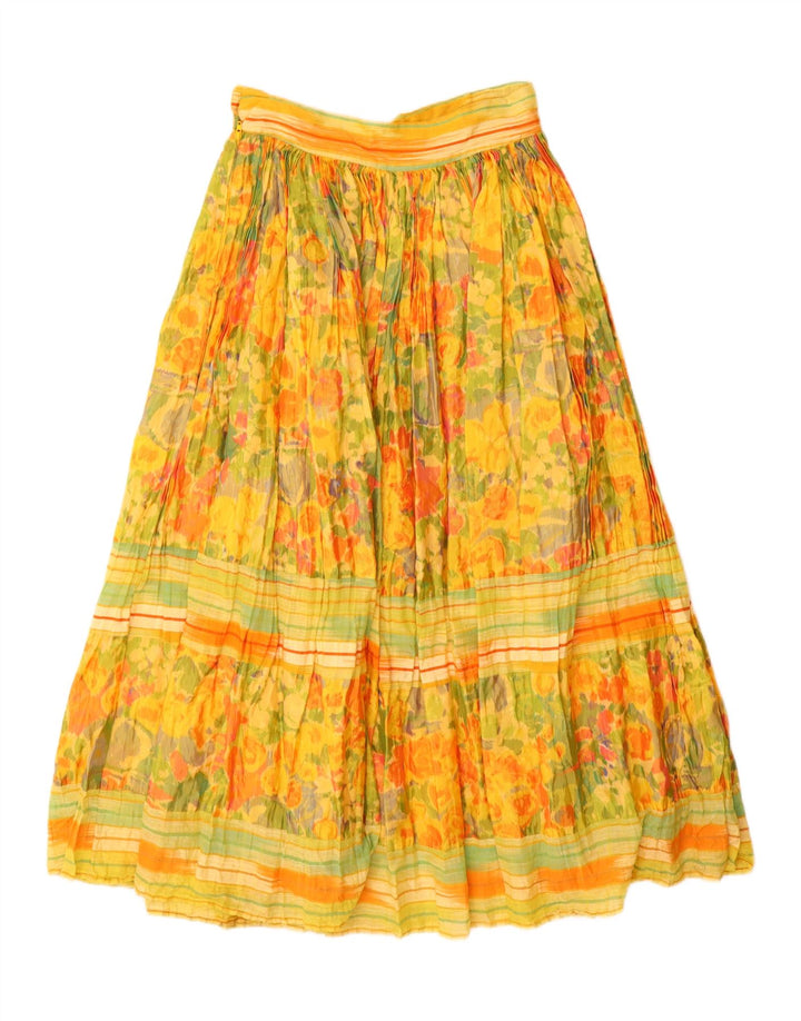 Valgmuligheder Dame Maxi Flared Skirt IT 44 Medium W28 Gul Floral Viscose