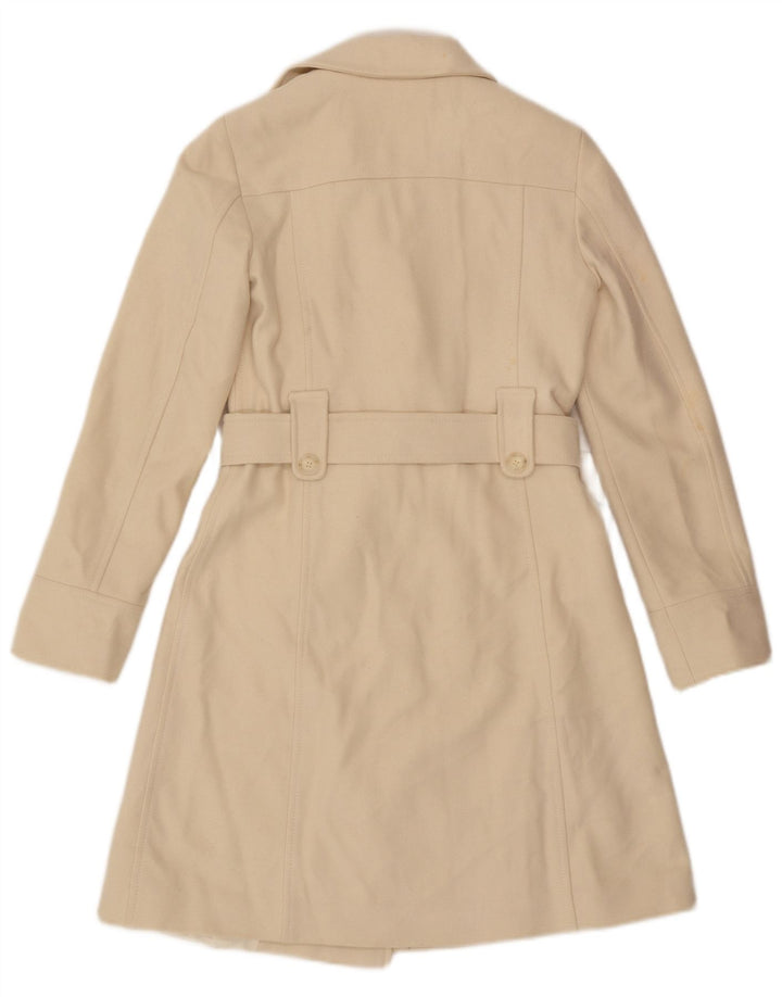 Benetton Dame Dobbeltradet Frakke IT 40 Lille Beige Uld