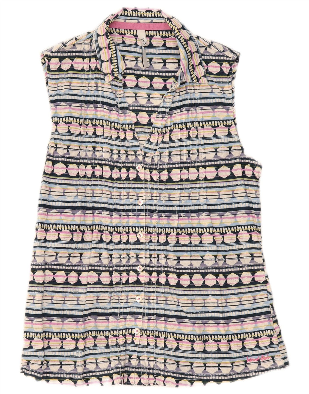 Weird Fish Dame Shirt Bluse UK 12 Medium Multicolored Geometric