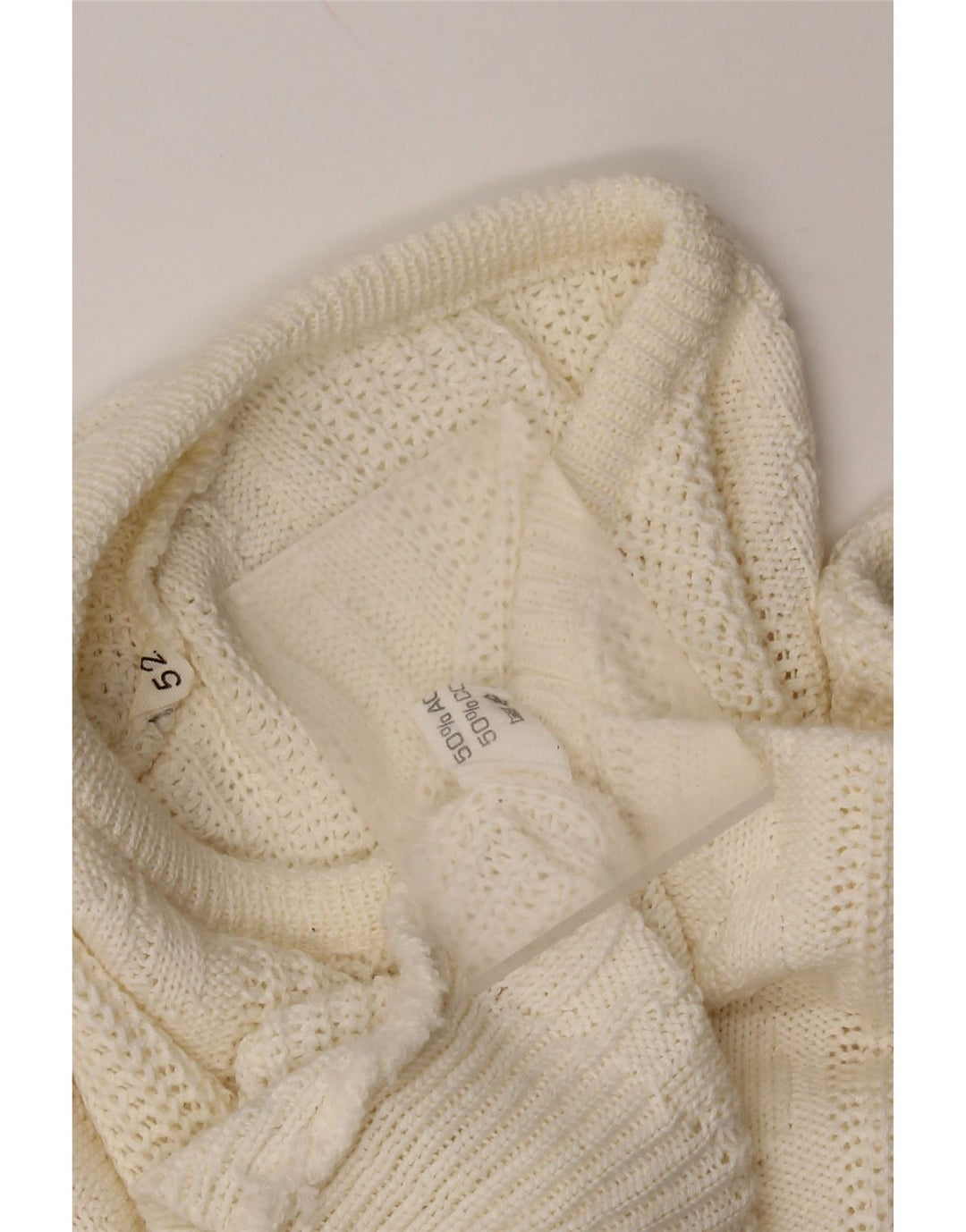 VINTAGE Herre Crew Neck sweater IT 52 Stor hvid akryl