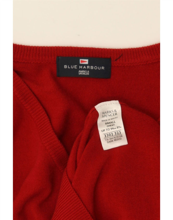 MARKS & SPENCER Herre Blue Harbor V-hals sweater lille rød akryl
