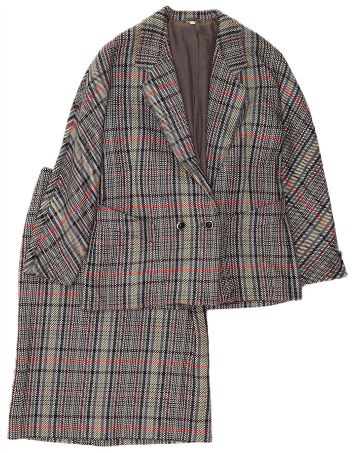 VINTAGE Dame 2-delt nederdelsæt IT 42 Medium W30 Grå ternet