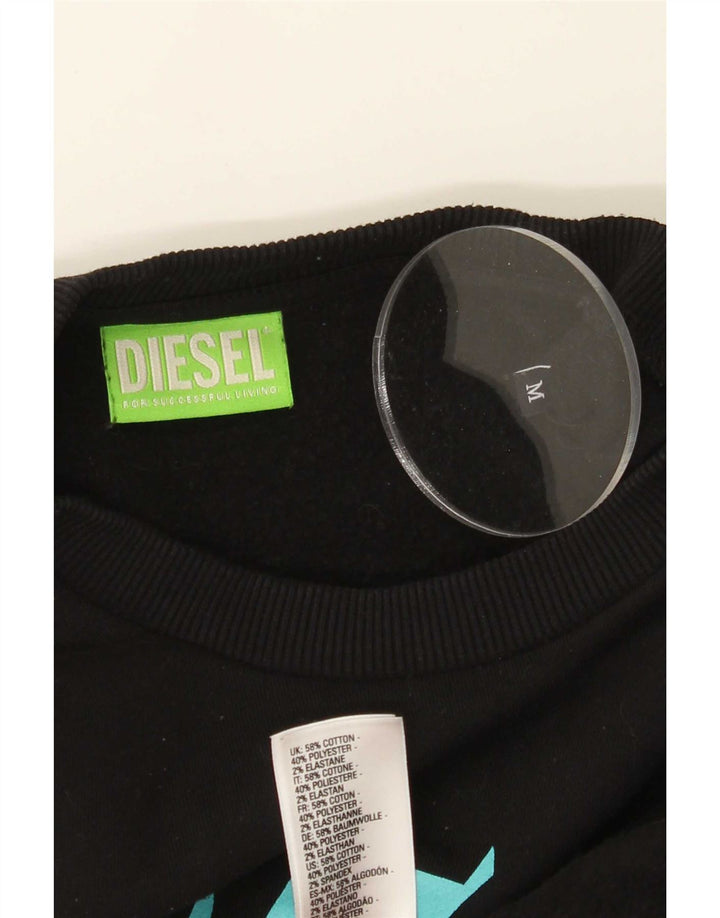 Diesel Herre grafisk sweatshirt Jumper Medium Sort Bomuld