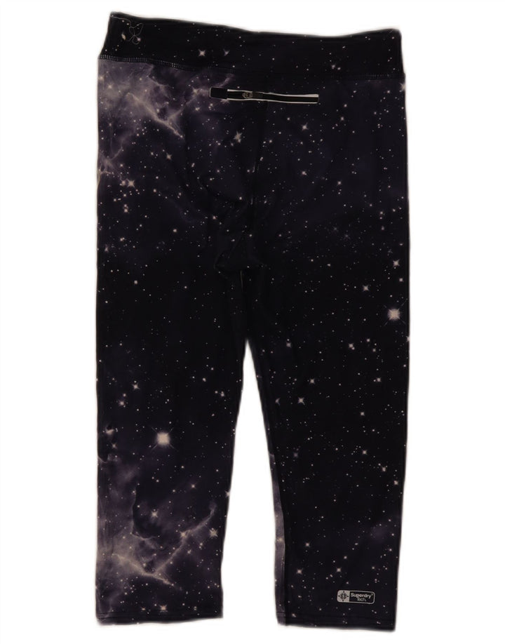 Superdry Womens Grafiske Capri Leggings UK 10 Small Black Tie Dye