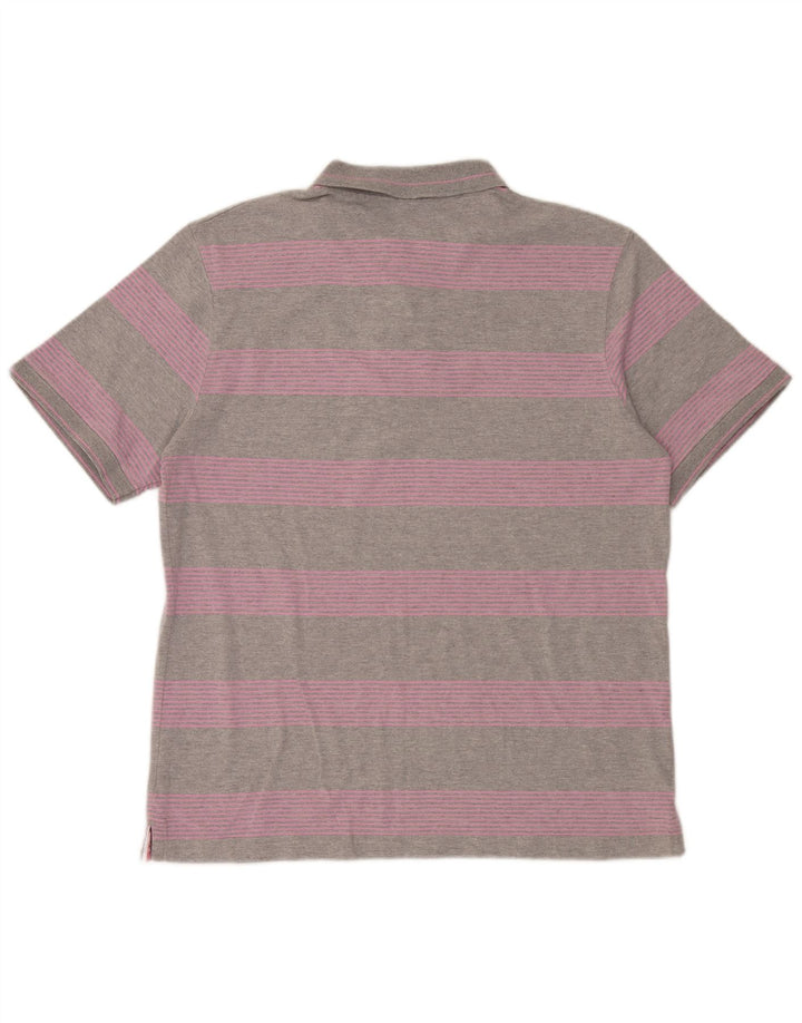Champion herre poloshirt XL gråstribet bomuld