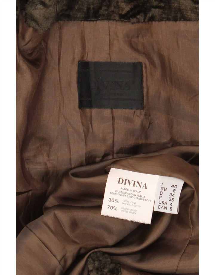 Divina Womens Bomber Jacket UK 8 Small Khaki Cotton