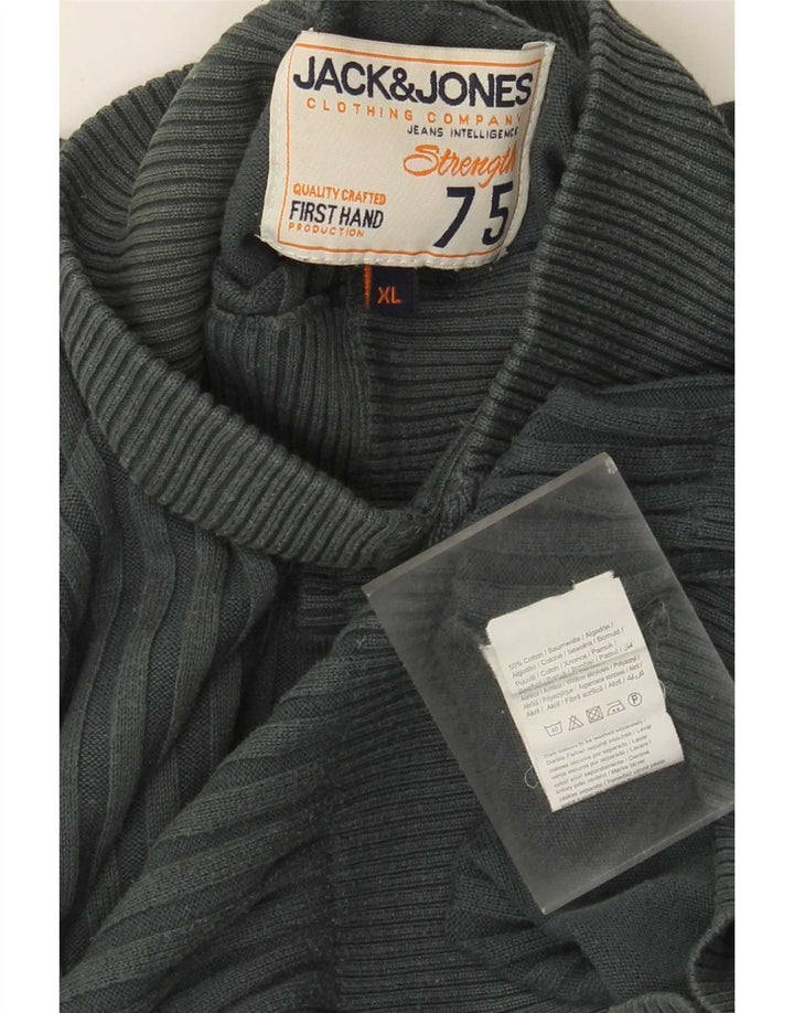 Jack & Jones Herre Button Neck Jumper Sweater XL Grøn Bomuld