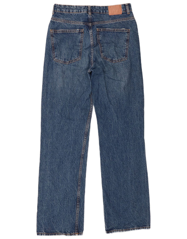 Zara Dame Højtaljede Straight Jeans EU 36 XS W26 L31 Blå Bomuld