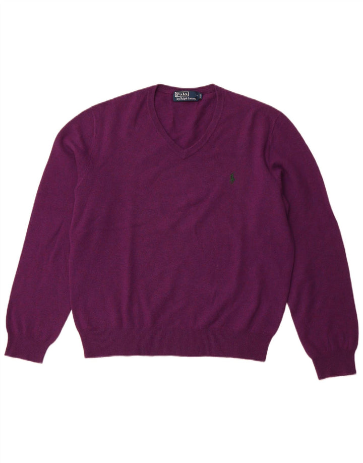 POLO RALPH LAUREN Herre V-hals sweater Medium Lilla Merinould