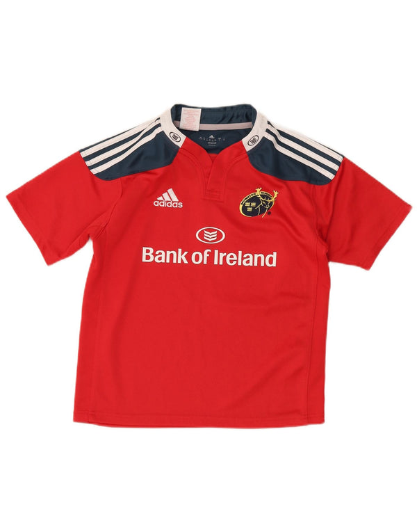 ADIDAS Boys Munster Rugby Grafisk T-Shirt Top 11-12 År Rød Colourblock