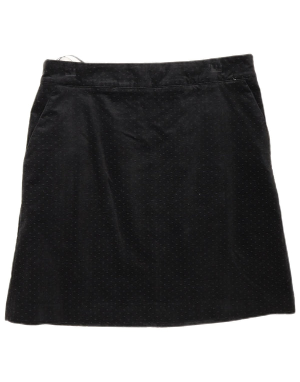 Crew Clothing Dame Velvet A-Line Nederdel UK 12 Medium W32 Sort Plettet