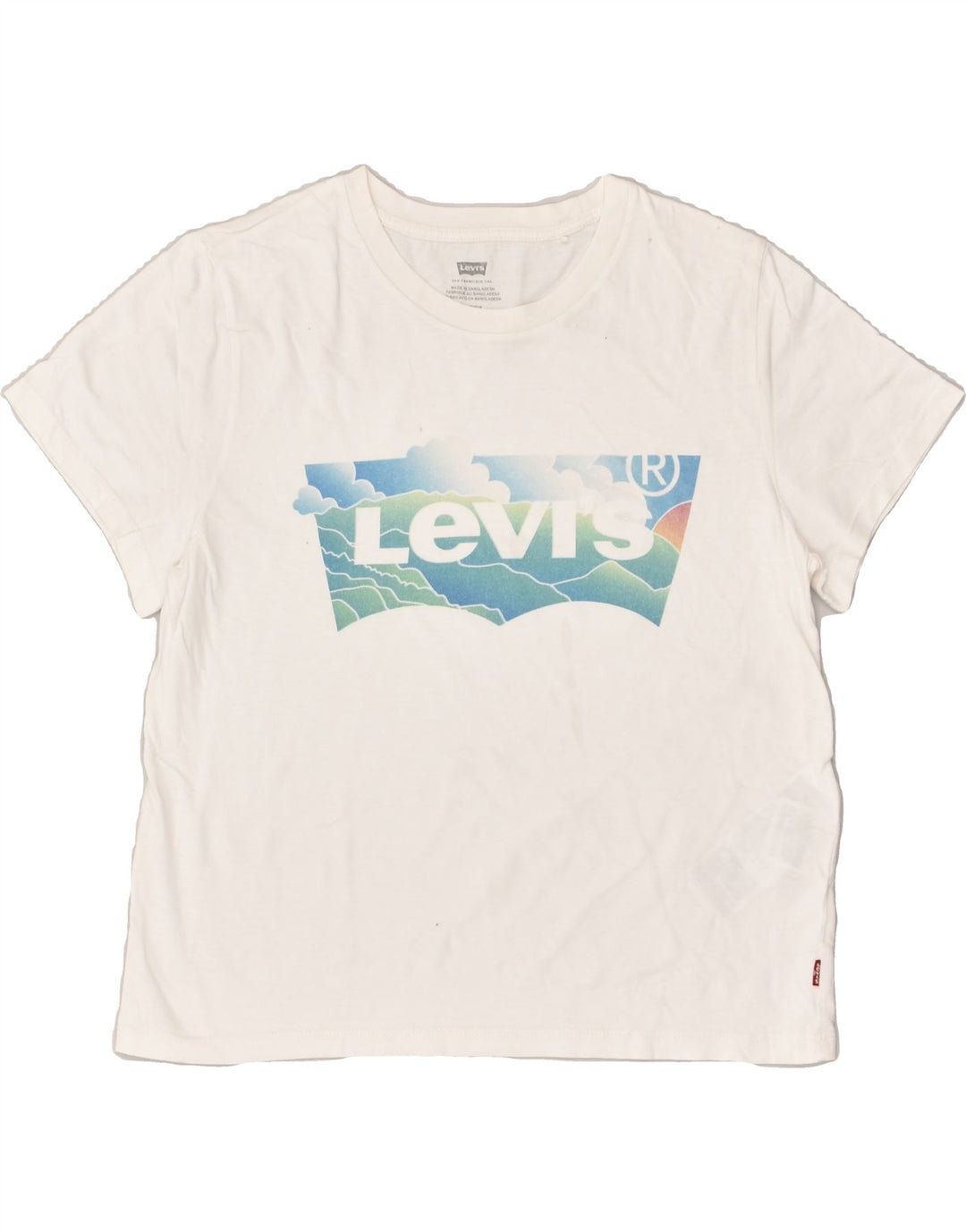 LEVI'S Womens Graphic T-Shirt Top UK 10 Small White | Vintage Levi's | Thrift | Second-Hand Levi's | Used Clothing | Messina Hembry 