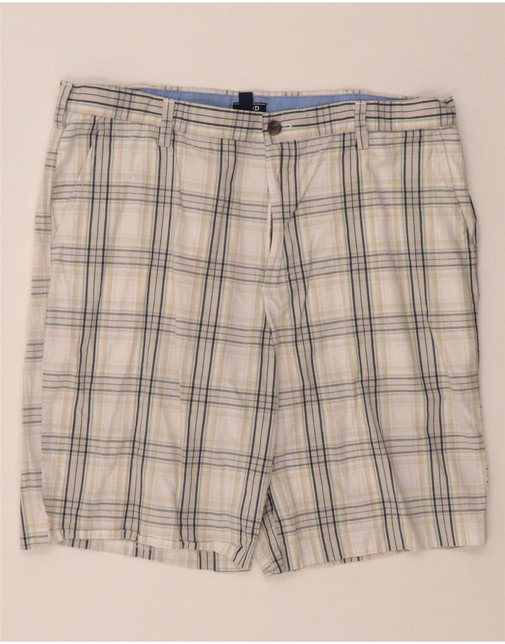 IZOD Mens Chino Shorts W38 XL White Check Cotton Vintage Izod and Second-Hand Izod from Messina Hembry 