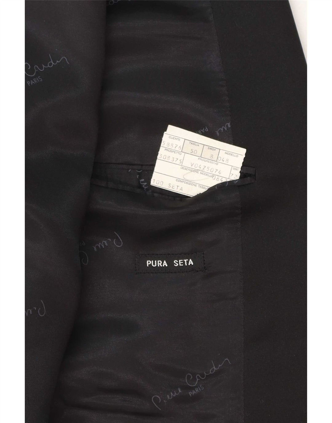 Pierre Cardin Herre Blazer Jakke IT 50 Large Sort Geometrisk Klassisk