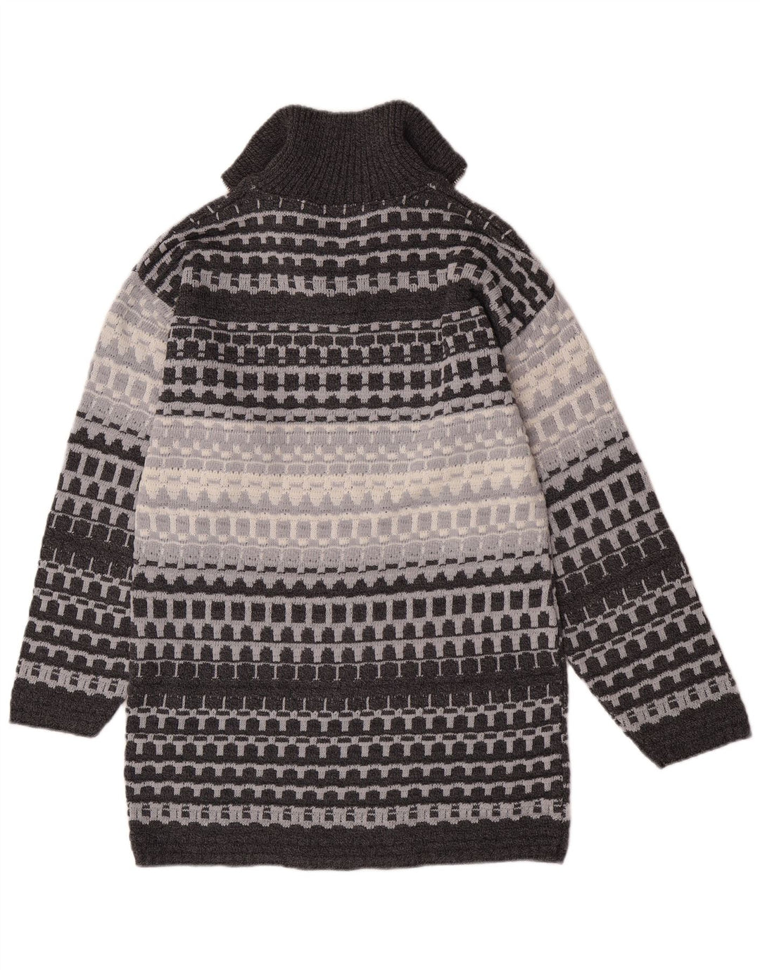 Camelot Herre Zip Neck Jumper Sweater Lille Grå Geometrisk Klassisk