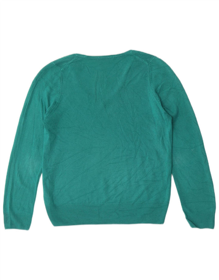 Marks & Spencer Dame V-hals sweater UK 12 Medium Grøn Akryl
