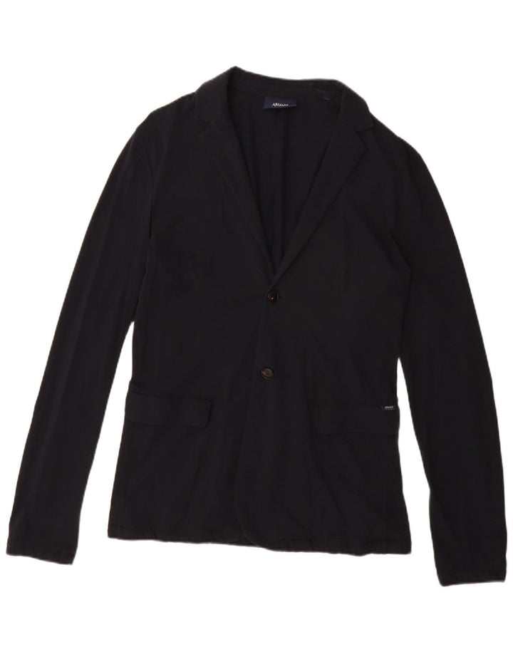 Armani Jeans Dame 2 Button Blazer Jacket UK 18 XL Navy Blue Bomuld