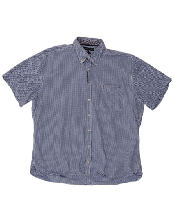 TOMMY HILFIGER Herre Custom Fit kortærmet skjorte 2XL Blue Gingham Cotton