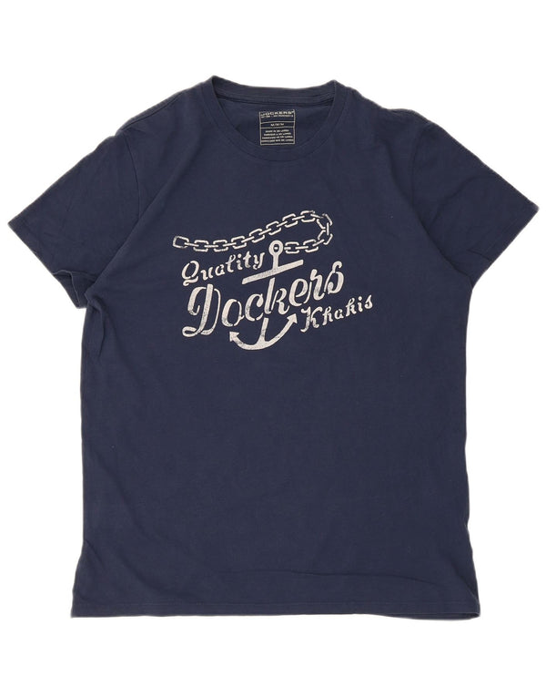 Dockers Herre Khakis Grafisk T-shirt Top Medium Navyblå Bomuld