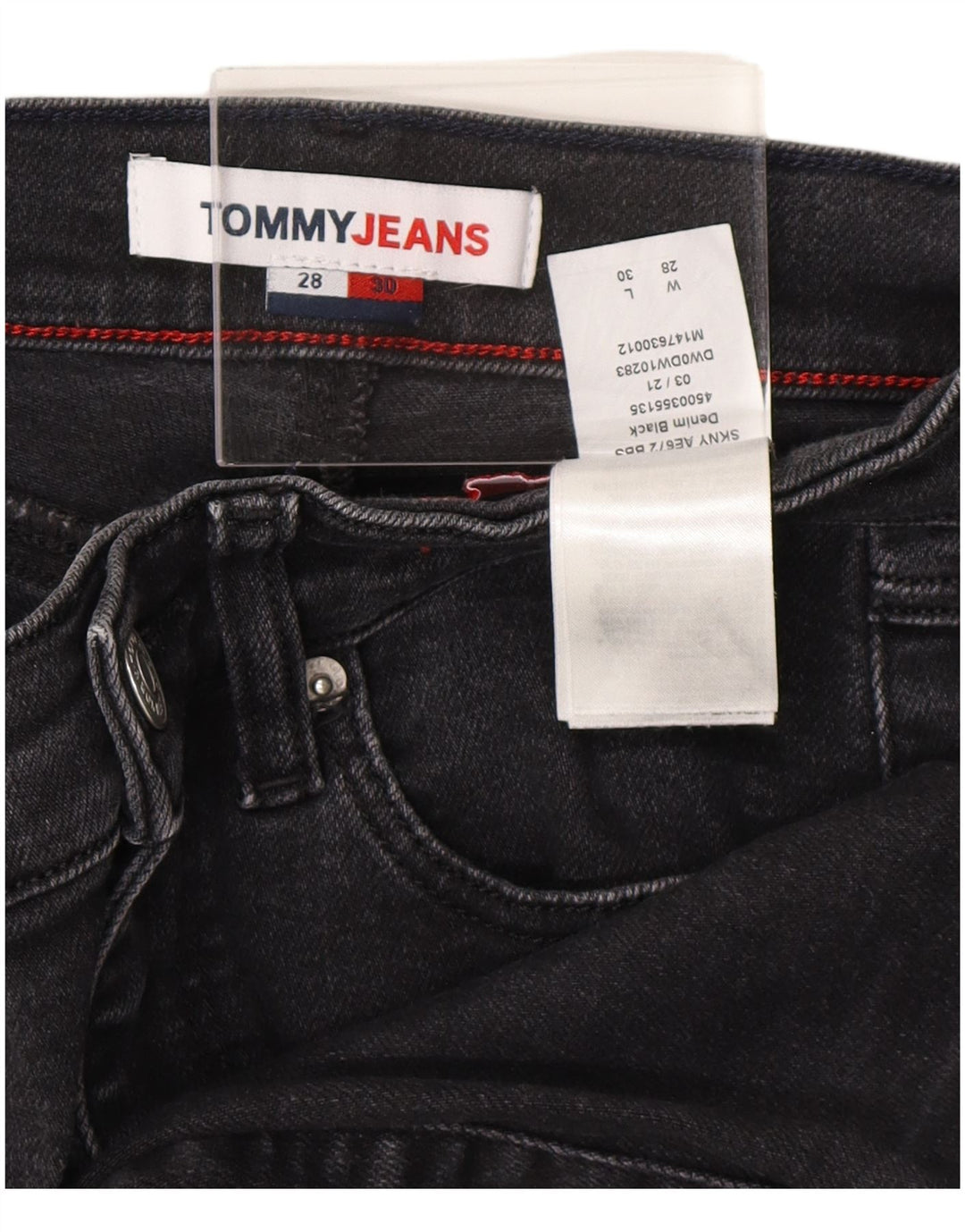 TOMMY HILFIGER Dame Skinny Jeans W28 L30 Sort Bomuld