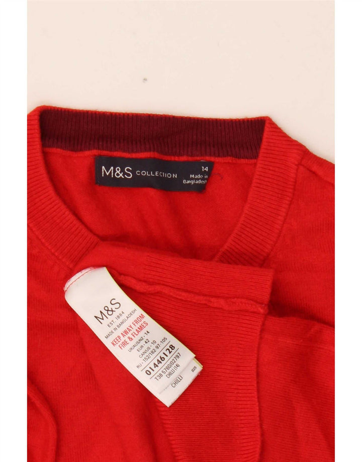 Marks & Spencer Dame Crop Cardigan Sweater UK 14 Medium Red Viscose