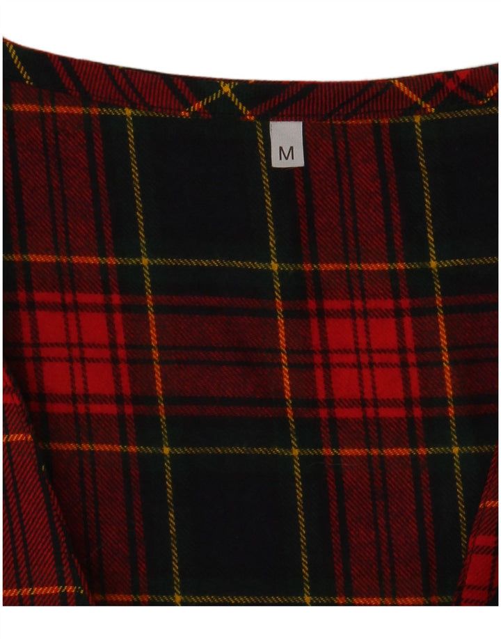 VINTAGE Dame Ærmeløs A-Line Kjole UK 14 Medium Rød Plaid