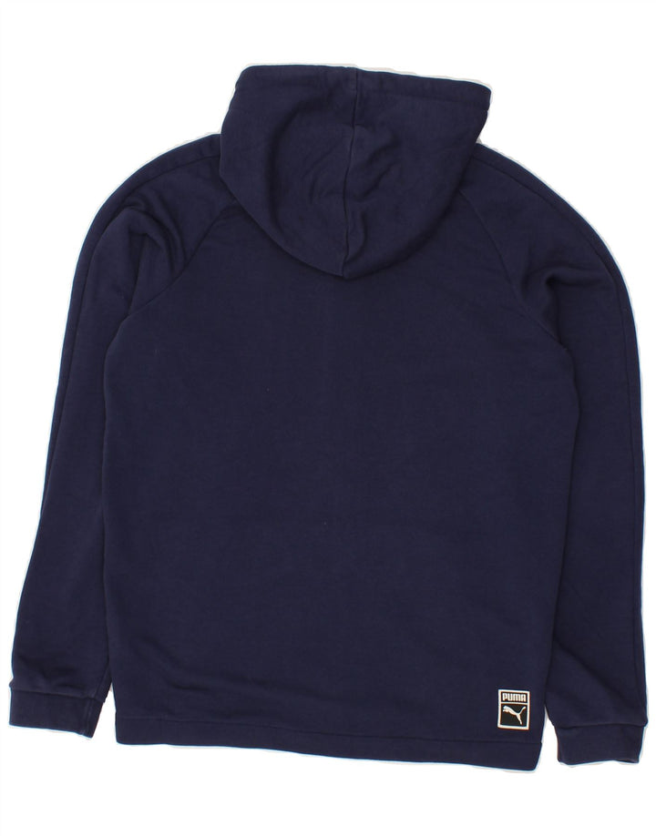 PUMA Mens Zip Hoodie Sweater Small Navy Blue Cotton Vintage Puma and Second-Hand Puma from Messina Hembry 