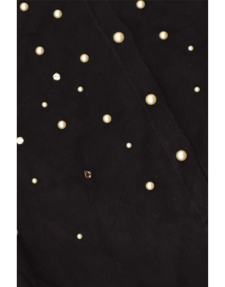 Zara Dame Cardigan Sweater UK 14 Stor Sort Viscose