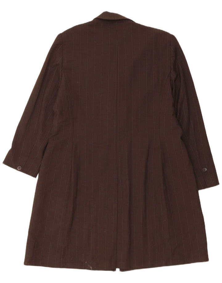 Marks & Spencer overfrakke til kvinder UK 20 2XL brun nålestribet polyester
