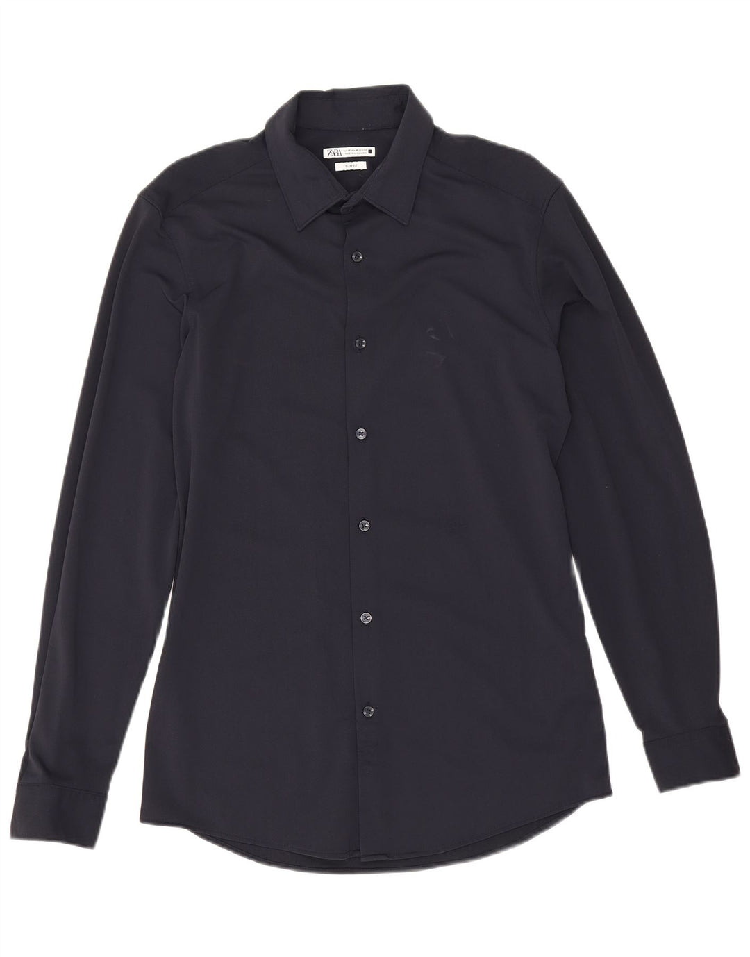 Zara Herre Slim Fit skjorte Medium Navyblå polyamid
