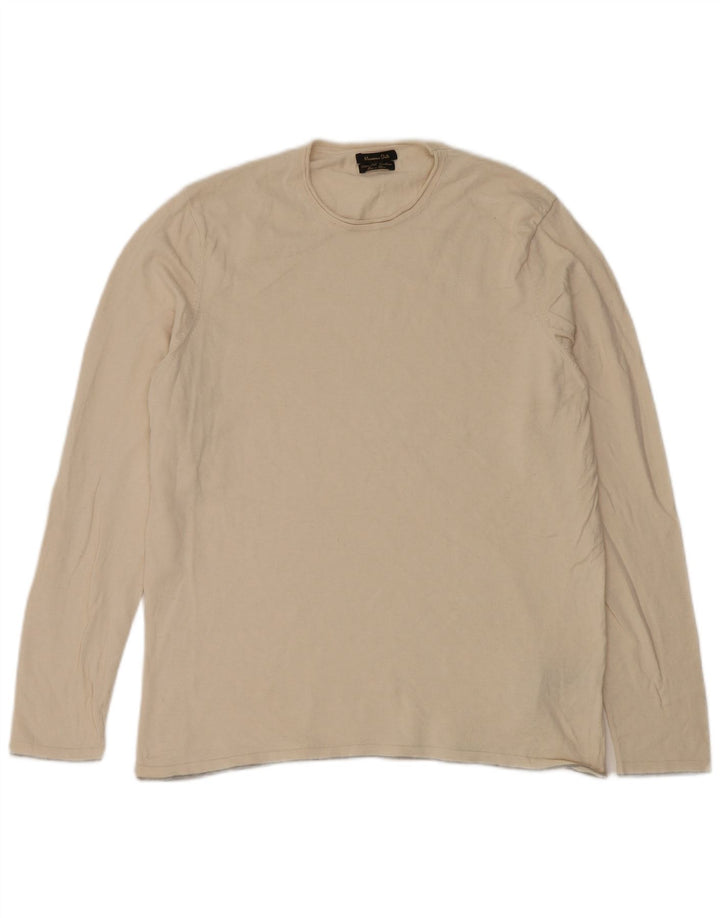 Massimo Dutti Dame Top Langærmet UK 18 XL Beige Bomuld