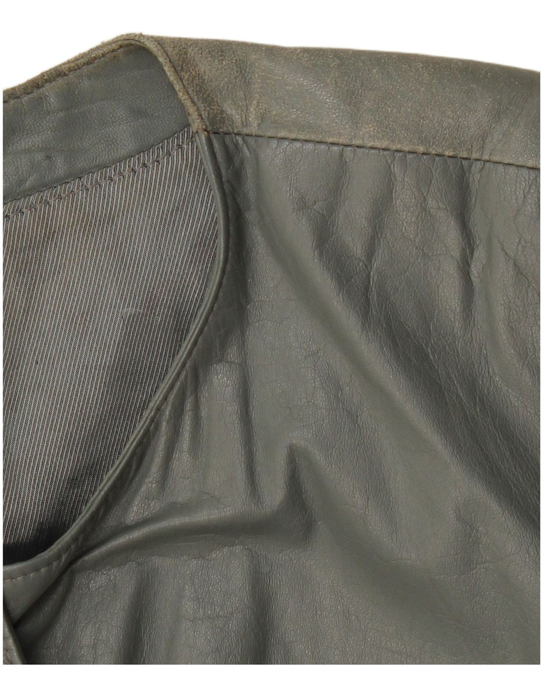 VINTAGE Læderbombejakke til kvinder UK 12 Medium Grey Læder