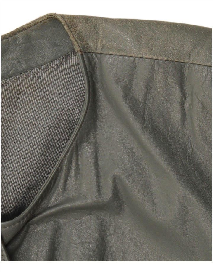 VINTAGE Læderbombejakke til kvinder UK 12 Medium Grey Læder