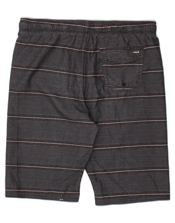 HURLEY Boys Swimming Shorts 13-14 Years XL Grey Pinstripe Polyester Vintage Hurley and Second-Hand Hurley from Messina Hembry 
