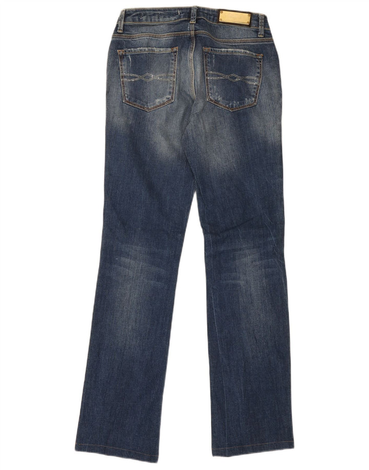 Zara Dame Distressed Bootcut Jeans EU 34 2XS W28 L30 Blå Bomuld