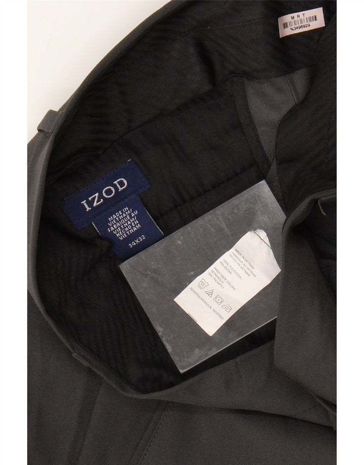 IZOD Straight Suit Bukser til mænd W34 L32 Grå polyester