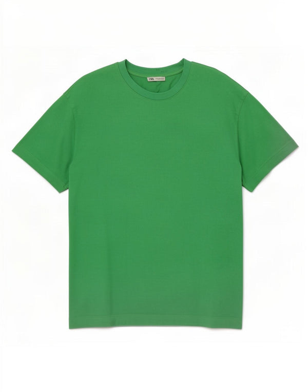 Zara Herre T-Shirt Top Medium Grøn Bomuld