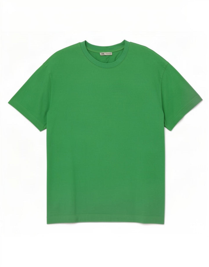 Zara Herre T-Shirt Top Medium Grøn Bomuld