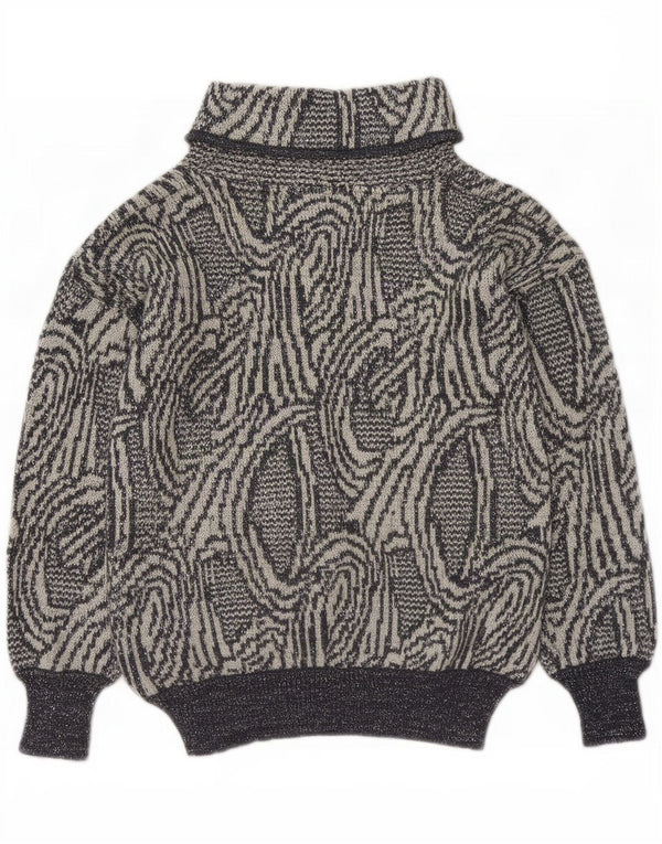 Vintage Dame Batwing Roll Neck Jumper Sweater UK 14 Medium Grey