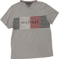 TOMMY HILFIGER Mens Graphic T-Shirt Top Large Grey Cotton Vintage Tommy Hilfiger and Second-Hand Tommy Hilfiger from Messina Hembry 